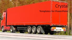 Presentation with deliver - Presentation enhanced with tractor trailer - going to deliver it background and a red colored foreground
