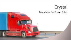  Presentation with truck - Audience pleasing PPT theme consisting of tractor trailer - red american truck backdrop and a white colored foreground