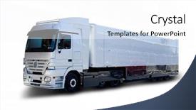  Presentation with mercedes - PPT theme enhanced with tractor trailer - silver mercedes benz semi truck background and a white colored foreground