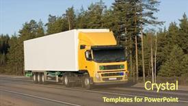  Presentation with truck - Beautiful presentation design featuring tractor trailer - yellow white blank van truck backdrop and a tawny brown colored foreground