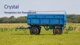  Presentation with farming irrigation canals tractor - Slide set consisting of tractor trailer on the agricultural background and a lemonade colored foreground