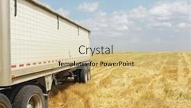  Presentation with crop - Presentation theme with tractor-trailer-truck-in-harvested background and a soft green colored foreground
