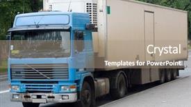  Presentation with tree sky trees green - Presentation design having tractor trailer truck on background background and a coral colored foreground