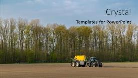  Presentation with sprayer - Presentation design consisting of tractor-with-a-sprayer-during background and a light blue colored foreground