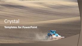  Presentation with seed - Presentation design enhanced with tractor-with-seed-drill background and a coral colored foreground