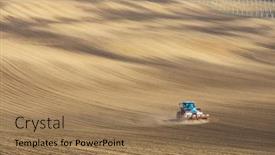 Presentation with drill - Audience pleasing PPT theme consisting of tractor-with-seed-drill backdrop and a coral colored foreground