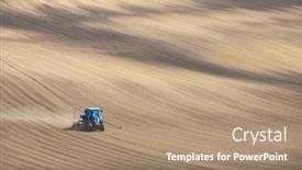 Presentation with drill - Theme having tractor-with-seed-drill background and a coral colored foreground