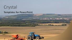  Presentation with drill - PPT layouts having tractor-with-seed-drill background and a light blue colored foreground