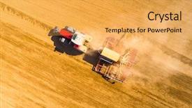  Presentation with aerial - Presentation design having tractors - aerial view to a tractor background and a yellow colored foreground