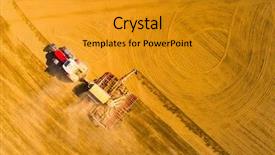  Presentation with agriculture field - Presentation featuring tractors - aerial view to a tractor background and a gold colored foreground