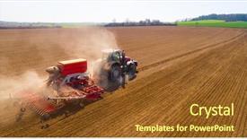  Presentation with tractor - Presentation theme enhanced with tractors - aerial view to a tractor background and a tawny brown colored foreground