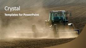  Presentation with agricultural - Cool new slides with tractor working in a plow backdrop and a gray colored foreground