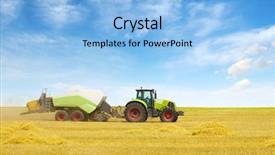  Presentation with plowing - Slides enhanced with tractor working on farm field background and a light blue colored foreground