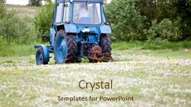  Presentation with tractor - Beautiful presentation theme featuring tractor-works-on-field-latvia backdrop and a soft green colored foreground