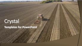  Presentation with track field throwing - Audience pleasing PPT theme consisting of tractors - tractor working on field backdrop and a tawny brown colored foreground