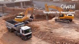  Presentation with dump site - Amazing theme having tractors and dump truck backdrop and a violet colored foreground