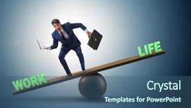  Presentation with life - Slide set having trade balance - businessman balancing between work background and a ocean colored foreground