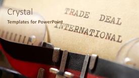 Presentation with international trade - Amazing slide deck having trade-deal-international-phrase-written backdrop and a lemonade colored foreground