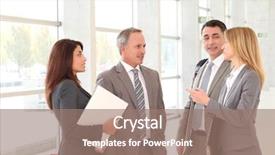  Presentation with congress - Colorful slide deck enhanced with trade exhibit - business people meeting in congress backdrop and a coral colored foreground