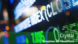  Presentation with stock market - Amazing slide set having trade finance - display of stock market quotes backdrop and a  colored foreground