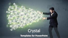  Presentation with business growth dollar - Presentation design enhanced with trade flows - business person throwing a lot background and a dark gray colored foreground