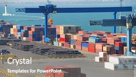  Presentation with international trade - Presentation theme having trade international - port warehouse with containers background and a gray colored foreground