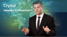  Presentation with news - Amazing PPT theme having trade market analyst is studio backdrop and a teal colored foreground