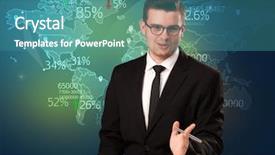  Presentation with news - PPT theme enhanced with trade market analyst is studio background and a teal colored foreground