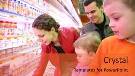  Presentation with trade - Presentation theme featuring trade marketing supermarket - family in food shop background and a red colored foreground
