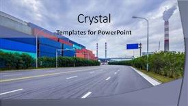  Presentation with stack - Slide set enhanced with trade routes - empty road near stack background and a  colored foreground