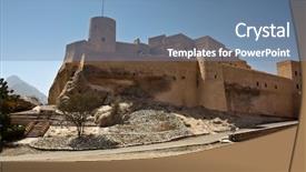  Presentation with oman - Beautiful PPT theme featuring trade routes - nakhl fort in al batinah backdrop and a teal colored foreground