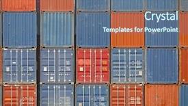  Presentation with terminal - Theme with trade routes - stacked containers in a shipping background and a ocean colored foreground