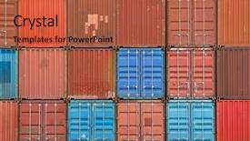  Presentation with terminal - Colorful PPT layouts enhanced with trade routes - stacked containers in a shipping backdrop and a red colored foreground