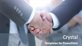  Presentation with blue and orange business people - Presentation theme with trade union - background image of handshake background and a ocean colored foreground