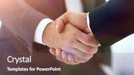  Presentation with shake hand - Colorful PPT layouts enhanced with trade union - close up of two young backdrop and a violet colored foreground