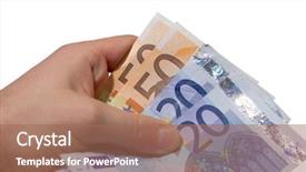  Presentation with black babies hands and feet in black human hands - PPT theme having trade union - four euro banknotes in human background and a coral colored foreground