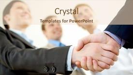  Presentation with contract - Presentation theme with trade union - image of business partners handshake background and a lemonade colored foreground