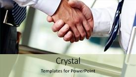  Presentation with partners - Theme enhanced with trade union - photo of handshake of business background and a soft green colored foreground