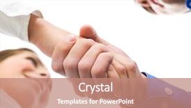  Presentation with trade - Beautiful slide deck featuring trade union - view down of business people backdrop and a coral colored foreground