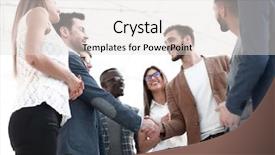  Presentation with business and politics handshake - Presentation theme featuring trade union - welcome and handshake of business background and a light gray colored foreground
