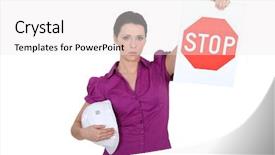  Presentation with stop - Amazing presentation having syndicalism - construction manager showing a stop backdrop and a  colored foreground