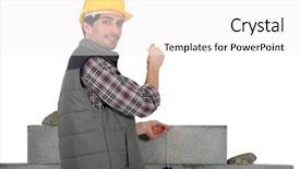  Presentation with surveyor - PPT layouts enhanced with civil surveyor - mason building a wall background and a white colored foreground