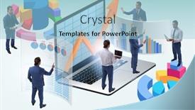  Presentation with trader - Amazing presentation theme having trader-working-in-technical-visualization backdrop and a light blue colored foreground