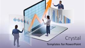  Presentation with trader - Colorful PPT theme enhanced with trader-working-in-technical-visualization backdrop and a light blue colored foreground