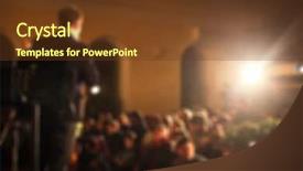  Presentation with tradeshow - Slide deck enhanced with tradeshow - blured meeting background and a tawny brown colored foreground