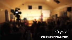  Presentation with tradeshow - Presentation theme featuring tradeshow - blured meeting background and a black colored foreground