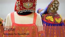  Presentation with tradeshow - Audience pleasing slide deck consisting of tradeshow - bright russian national costume backdrop and a red colored foreground