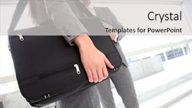  Presentation with tradeshow - Presentation theme with tradeshow - closeup on business briefcase background and a light gray colored foreground