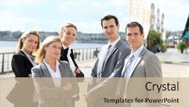  Presentation with fair trade - PPT layouts consisting of summer salad with grilled meat smoked fish and different vegetables background and a coral colored foreground