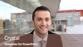  Presentation with business travel - Presentation having tradeshow - young businessman on business travel background and a tawny brown colored foreground